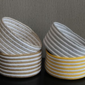 Handmade Cotton Rope Woven <b>Storage</b> <b>Basket</b> Round <b>Large</b> Size <b>For</b> Snacks Keys Cosmetics Organizing Bedroom Living Room - Product Image 1