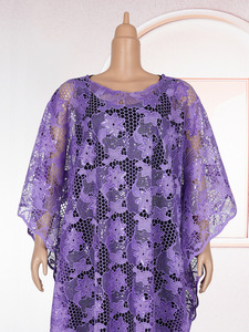 Abito Boubou Africano di Lusso in Pizzo, Abbigliamento Musulmano Femminile, Dashiki Ankara, Caftano in Pizzo, Abito da Sera Lungo per Matrimoni e Feste - Product Image 4