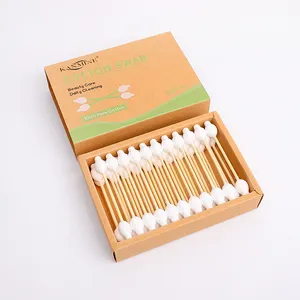 Chinese Designer Products Ear Clean 33Pcs Bamboo Stick Gourd Head Cotton Swab With Kraft Paper Drawer Box Package