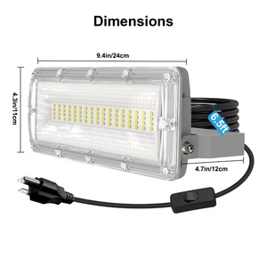 Projecteur LED extérieur 50W avec prise, étanche IP67, protection contre les surtensions 6KV, éclairage de travail pour cour, pelouse, jardin - Product Image 5
