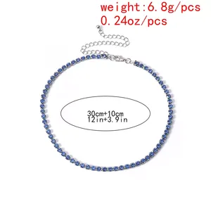 قلادة خانقة أنيقة مرصعة بالكريستال الأزرق اللامع للنساء، إكسسوار يومي عصري للرقبة، هدية مجوهرات نسائية - Product Image 6