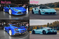 Pour Ferrari F8 : Kit carrosserie large avec diffuseur avant et spoiler de style LB en fibre de verre – Qualité supérieure, directement de l'usine