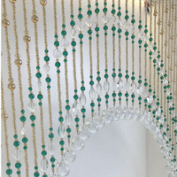 Nouveau rideau suspendu en perles de verre vert paon avec style et motifs sculptés, idéal pour les entrées, les chambres et les portes des toilettes