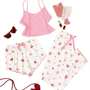 Pyjamas de style coréen avec de jolis nœuds et shorts pour jeunes femmes branchées - Product Image 4