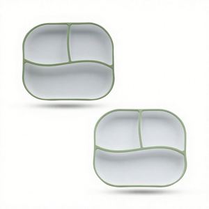 2024 Cross-Border Exclusive Children <b>Dinner</b> Plate Bowl Two-Tone Candy-Color Silicone Divider Drop-Resistant Suction-Cup Baby - Product Image 1