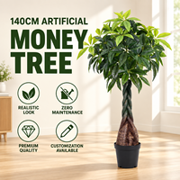 Arbre de la Fortune Artificiel en PE Ignifuge et Anti-UV 140cm Luxe Moderne pour Bureau Jardin Hôtel Maison Décoration Emballage KD