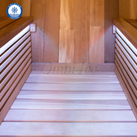 Sauna Kayu Cedar Merah Solid Berkualitas Tinggi OMNI untuk Luar Ruangan dengan Kombinasi Shower Inframerah Jauh dan Tungku, Kapasitas 4-6 Orang untuk Spa Kesehatan