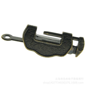 <b>Mini</b> Antique Copper <b>Padlock</b> 34mm Length Oval Shape Single Lever Locking Zinc Alloy For Box Decoration - Product Image 2