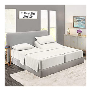 Çizgili kraliçe nevresim takımı otel lüks % 1800 yatak çarşafları ve yastık kılıfı - Product Image 4