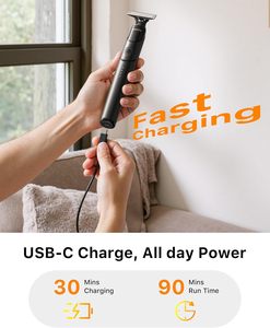 Kit Recortador de <span class=keywords><strong>Barba</strong></span> y Vello Nasal 2026 Mejorado con Carga Rápida USB-C, Negro (Plus) - Product Image 4