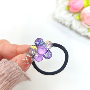 Coleteros para Niñas <span class=keywords><strong>Kknekki</strong></span>, Brillantes, Hechos a Mano con Flores de Diamantes de Imitación, Bandas Elásticas para el Cabello de Alta Calidad, Venta al Por Mayor - Product Image 4