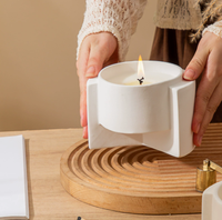 Tasse à bougie d'aromathérapie en céramique simple, vide, décoration créative pour la maison, récipient à bougie de haute valeur, logo personnalisé