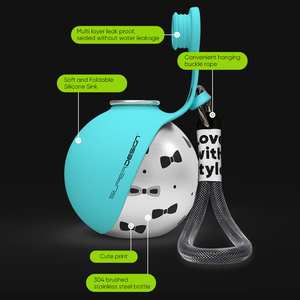 Bol en silicone portable pour l'extérieur avec boule en acier, bouteille de voyage, kit de toilette réutilisable pour animaux de compagnie, distributeur d'eau extérieur - Product Image 1