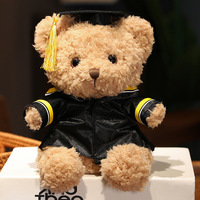 Peluche Ours en Peluche avec Logo Personnalisé et Toque de Doctorat, Poupée à Câliner en Robe de Baccalauréat, Cadeau Commémoratif de Remise de Diplôme