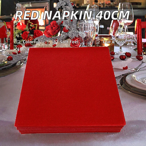Serviettes de table en <span class=keywords><strong>papier</strong></span> jetables en lin <span class=keywords><strong>rouge</strong></span> 40*40cm Serviettes 1 plis Airlaid Caractéristiques imprimées pour la restauration Articles de fête - Product Image 2
