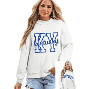 Sudadera Blanca con Logo de Kentucky KY para Mujer, Cuello Redondo, Corte Regular, Tejido de Algodón, Estilo Urbano Holgado, Ropa de Otoño - Product Image 1