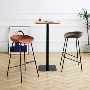 Taburete de Bar de Hierro Forjado, Estilo Nórdico, Moderno y Minimalista, Silla Alta para Cafeterías y Uso Comercial - Product Image 1
