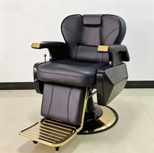 Black Leather Barber Chair Hydraulic Salon Styling Chair 360 Degree Swivel <b>Adjustable</b> Height with <b>Footrest</b> - Product Image 2