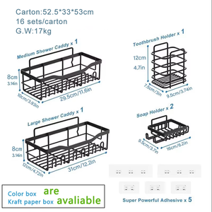 Eudele – Lot de 5 paniers d'angle adhésifs en acier carbone pour douche, organisateur de salle de bain - Product Image 5