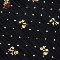 Tissu en mousseline dorée 100% polyester 180D*160Gsm, tissé CEY Airflow, teint uni, pour foulard femme