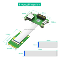 Mini PCI-E ke PCI-E Express 1X + Kartu Riser USB dengan Kabel FPC Aluminium Foil Pelindung EMI