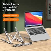 Support pour ordinateur portable en métal transfrontalier, portable, réglable sur dix niveaux, pliable, en alliage d'aluminium, support de refroidissement surélevé