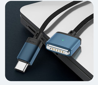 Câble de charge magnétique tressé en alliage d'aluminium et nylon de 2 m, 140 W, USB-C vers T-Head, charge rapide pour ordinateur MacBook