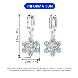 Pendientes de copo de nieve azules de latón blanco, nuevos y populares, precio de fábrica al por mayor, regalo de aniversario para mujer - Product Image 6