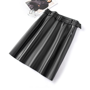 Autumn New Korean Style Women's Plus Size Natural Waist <strong>Wrap</strong> <strong>Skirt</strong> PU Breathable Lightweight Comfortable Casual Solid Woven Midi - Product Image 6