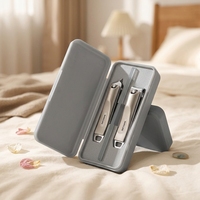 Kit de toilettage compact 3 pièces en acier inoxydable Travel Ready avec lime à ongles nano, gris, pour hommes et femmes