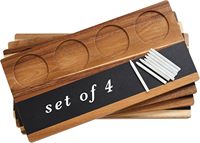 Houten shotglazenhouder rechthoekig whisky flight board 8 speksteen krijtjes set roestbestendig sportief vintage design bar tool