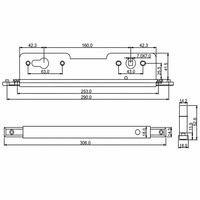 Boîtier de serrure multipoints en argent brossé de 306 mm de long avec boîtier de serrure à came bidirectionnelle de 18 mm pour fenêtre UPVC