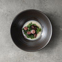 Bol à soupe incassable de 8 pouces, noir réactif au four, pour restaurant, hôtel, cuisine commerciale, forme ronde, ensemble de bols en porcelaine, vaisselle