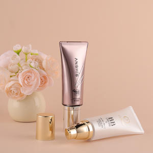 在庫40mlピンクPE + アクリルチューブ白液体ファンデーション容器黄色空気ポンプ付き日焼け止めチューブ - Product Image 4