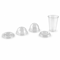 Couvercles en plastique PET anti-déversement à ouverture par poussée et tirage, transparents, avec trou pour paille, jetables, pour gobelets de boissons froides, bubble tea et jus