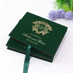 Modeste elegante Samthülle Box Luxus-Design Acryl Hochzeitseinladungen mit Logo für Verlobungszeremonie Hochzeitsevents