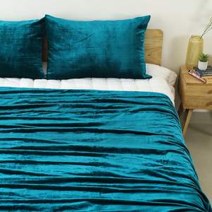 Wholesale Boho Chic <b>Teal</b> Blue Velvet Bedspread Handmade Knotted Tassels Luxury Winter Soft Sofa Throw <b>Blankets</b> - Product Image 3