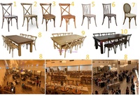Ensemble de table et de chaises pliantes en bois massif de haute qualité, moderne, pour les banquets en plein air, les fêtes, les mariages