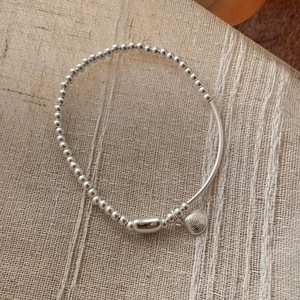 S925 Sterling Silver Shell <b>Bead</b> <b>Bracelet</b> Ball Shape Pure Silver Unisex Gift Jewelry - Product Image 4