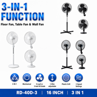 Ventilateur sur pied, mural et de bureau Rihuang 3-en-1 de 16 pouces pour chambre, salon, bureau, hôtel, usage domestique – Fabrication OEM
