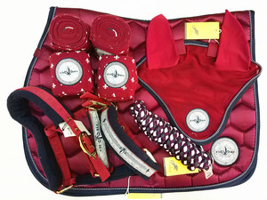 Set di <span class=keywords><strong>Accessori</strong></span> per <span class=keywords><strong>Equitazione</strong></span> Cavezze e Longhine e Sottosella Cuffia Antimosche per Cavalli - Product Image 4