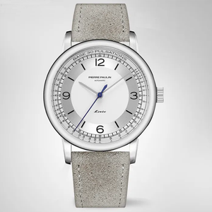 Montre de plongée automatique mécanique pour homme Pierre Paulin Salmon Dial Business Series Sapphire, en acier inoxydable, étanche, avec bracelet en cuir - Product Image 4
