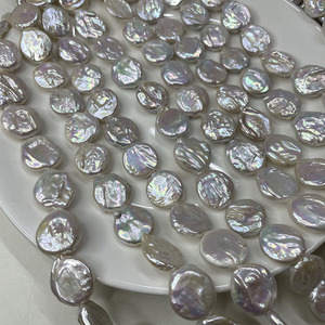 16-17mm AAA-Qualität Hochwertige Barocke Natürliche Süßwasserperlen Echte Münzperlen Silberbeschichtet Weiß Drittklassig - Product Image 3