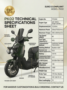 Scooter à essence 125cc de style aventure avec pare-brise, panier avant, grand réservoir de 8L, cyclomoteur robuste pour le camping et les trajets quotidiens - Product Image 3