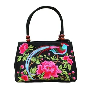 Depth art Ethnic style embroidered canvas bag for women's crossbody bag