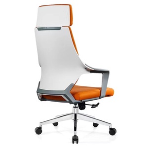 Fauteuil <span class=keywords><strong>de</strong></span> <span class=keywords><strong>bureau</strong></span> moderne et <span class=keywords><strong>ergonomique</strong></span> en acier inoxydable, réglable en hauteur, sans dossier, en cuir, avec appui-tête, orange - Product Image 4