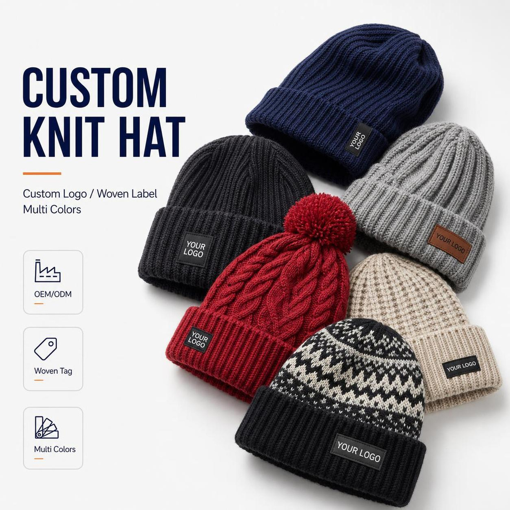 Premium Quality Custom Logo Winter Hat Warm Knitted Beanie For Ski Outdoor Sport