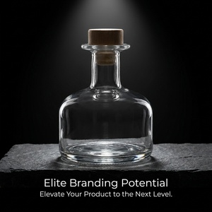 Botella de Vidrio Cuadrada de Base Pesada para Licores, Garrafa Premium con Tapón Hermético para Ginebra, <span class=keywords><strong>Vodka</strong></span> y Embalaje de Regalo, 400ml - Product Image 1