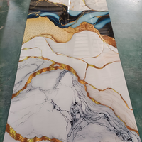 Panneau mural 3D SPC moderne géométrique 4x8 pi 4x10 pi, 3 mm, haute brillance, imperméable, ignifuge, feuille de marbre UV pour usage domestique