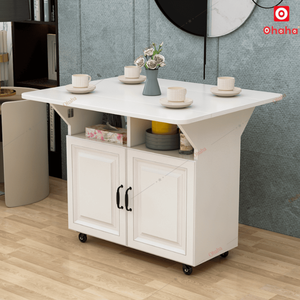 Good Price Smart <b>Folding</b> Dining <b>Tables</b> Combined With Storage Cabinet Rotating Wheels for Easy Movement BA032 Smart Foldable Dini - Product Image 5
